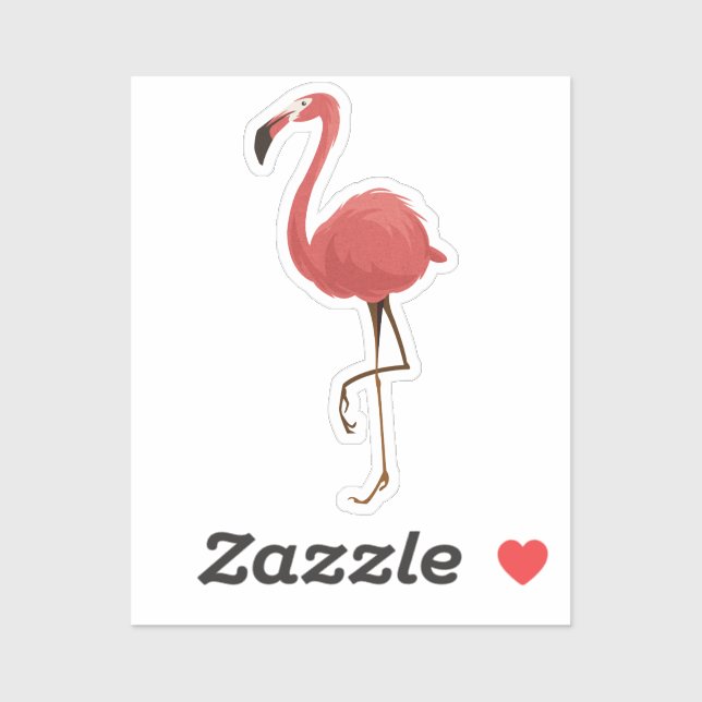 Sticker Pink Flamingo Tropics Coastal Beach Bird (Feuille)