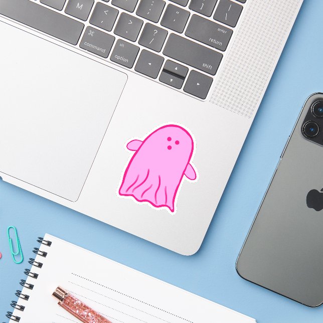 Sticker Pink Halloween Rosie Ghost (Ordinateur portable avec iPhone)