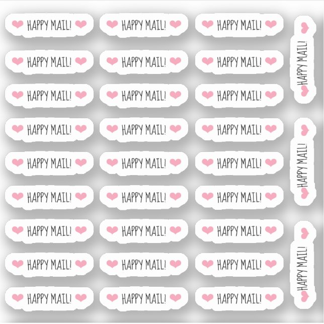 Sticker Pink Hearts Happy Mail (Devant)