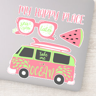 Sticker Pink Lime Green Beach Jours d'été