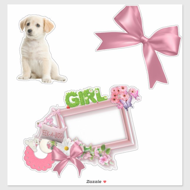Sticker Pinkie-Rose nouvelle fille de bébé (Feuille)