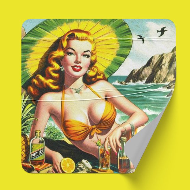 Sticker Pinup Tropical vintage (Créateur téléchargé)