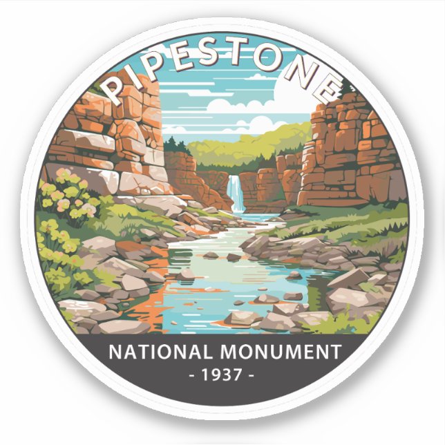 Sticker Pipestone Monument National Minnesota Circle (Devant)