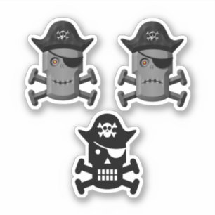 Sticker Pirate Robot Jolly roger 3 Pack