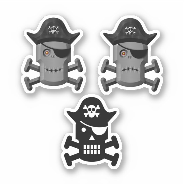 Sticker Pirate Robot Jolly roger 3 Pack (Devant)