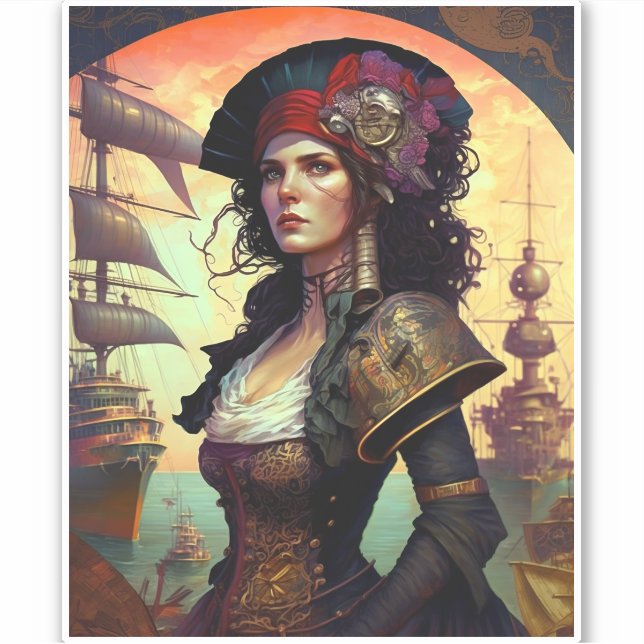 Sticker Pirate Woman Imaginaire Art (Devant)