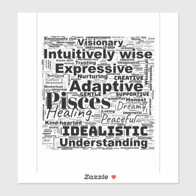 Sticker Pisces Mot Cloud Inspiration Zodiaque (Feuille)