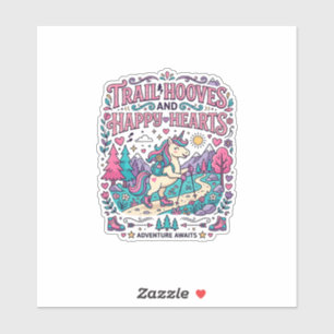 Sticker Piste de licorne Sabots et cœurs heureux Applicati