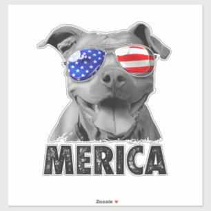Sticker Pit Bull 4 juillet Merica Hommes Drapeau Américain