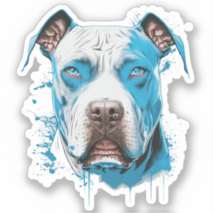 Sticker Pitbull aux yeux bleus   AMOUREUX DES CHIENS