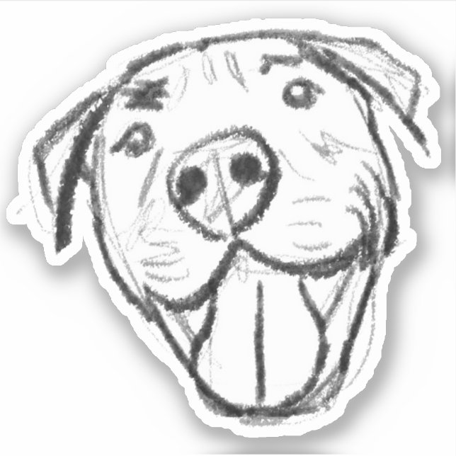Sticker pitbull drawing simple dog lovers black white (Devant)