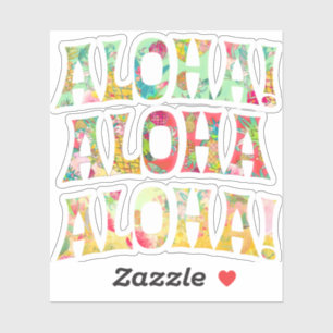 Sticker PixDezines Aloha, Monnaie, Corail+Jaune Doré