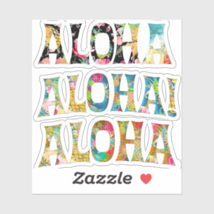 Sticker PixDezines Aloha, Noir, Turquoise et Rouge