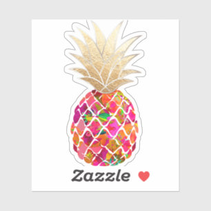 Sticker PixDezines Aloha Rouge Ananas, Or Faux