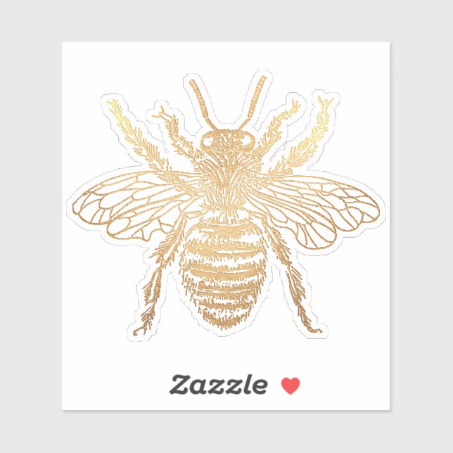 Sticker PixDezines Bumble Bee, Faux Gold (Feuille)