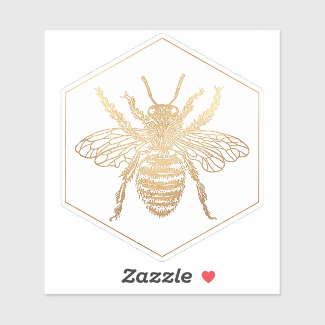Sticker PixDezines Bumble Bee+Honeycomb, Faux Gold (Feuille)