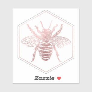 Sticker PixDezines Bumble Bee+Honeycomb, Faux Rose Gold