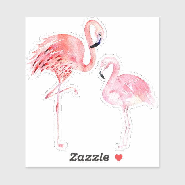 Sticker PixDezines Flamants roses roses, maman+bébé (Feuille)