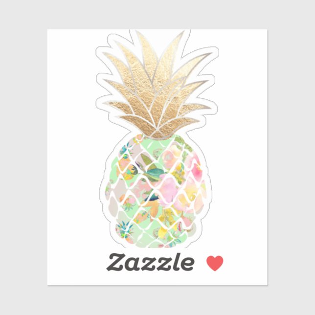 Sticker PixDezines Mint Vert Aloha Ananas, Or Faux (Feuille)