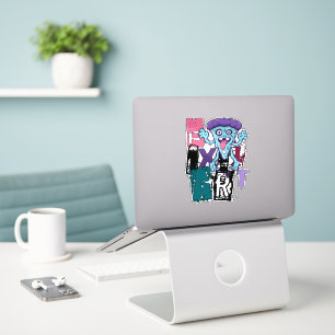 Sticker Pixel art et monstre bleu