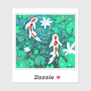Sticker Pixel koi étang art