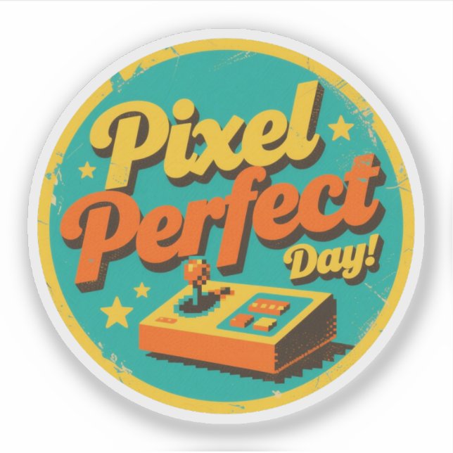 Sticker Pixel Perfect Day Funny Retro Design de jeu (Devant)
