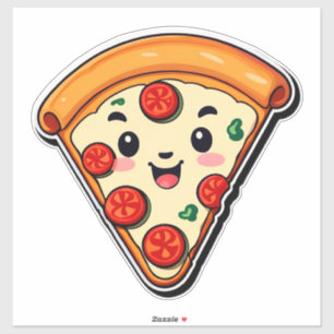 Sticker Pizza Cartoon Heureux Avec Pepperoni