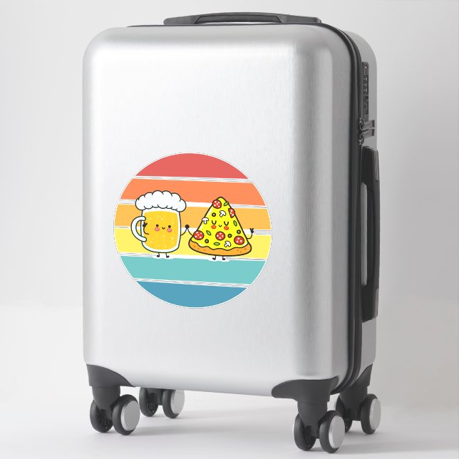 Sticker Pizza et bière (Sur valise)