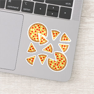 Sticker Pizza et tranches de cool motif sur blanc