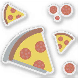 Sticker Pizza fromage et pepperonis amusant ensemble rétro
