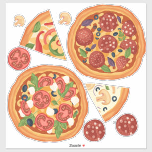 Sticker Pizza Pepperoni moderne Amusants alimentaires