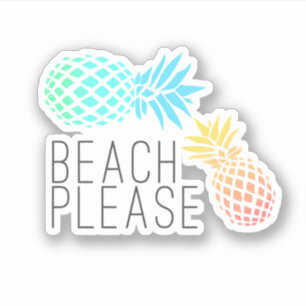 Sticker Plage d'ananas colorée été s'il vous plaît