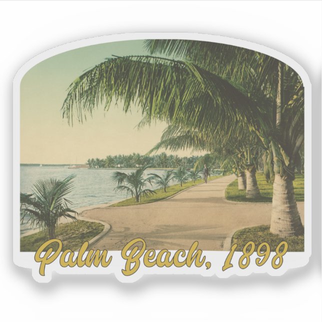 Sticker Plage de Palm Beach, Floride, scène vintage de 189 (Devant)