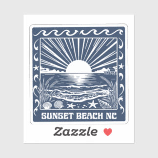 Sticker Plage de Sunset NC Coucher de soleil côtier vintag