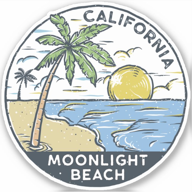 Sticker Plage Moonlight San Diego Californie (Devant)