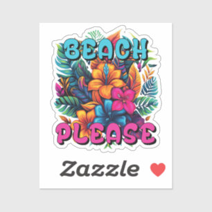 Sticker Plage s'il vous plaît hibiscus hawaïen tropical