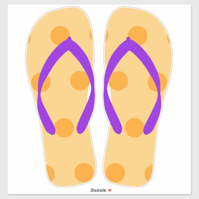 Sticker Plage violet orange Flip Flops Plage Sandales (Feuille)