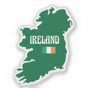 Sticker Plan de l'Irlande avec nom et drapeau