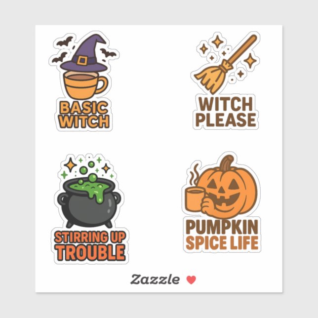 Sticker Planche d'autocollants Halloween Sorcière de base (Feuille)