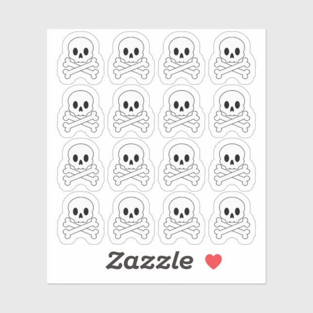 Sticker Planificateur Doodle Crâne et Os de Halloween  (Feuille)