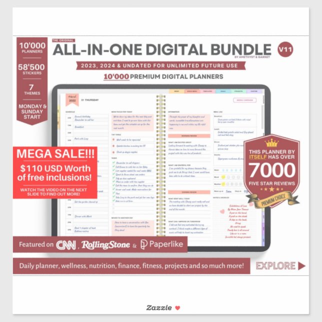 Sticker Planificateur numérique Premium 2023 2024 (Feuille)