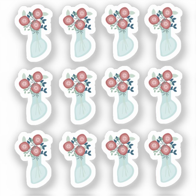 Sticker Planner Vase de fleurs vert (Recto)