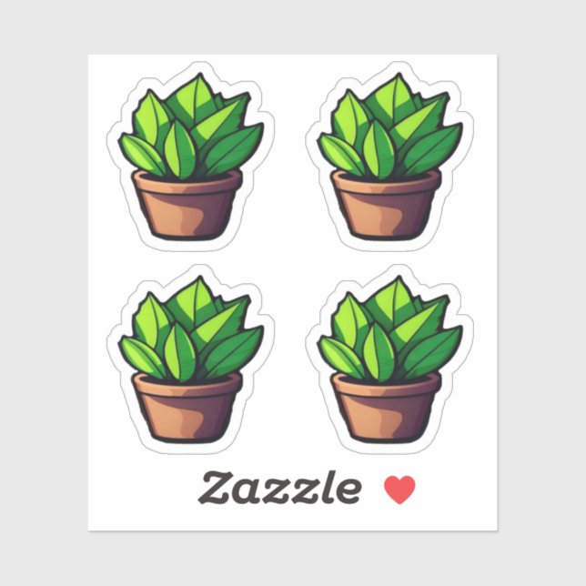 Sticker Plante à pois vert feuillu de charme en Ru (Feuille)