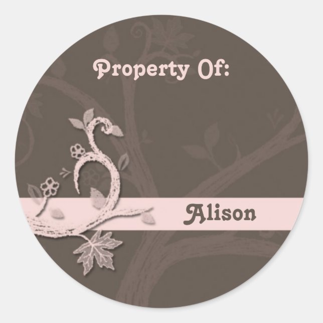 Sticker Plaque Arbre Rose (Devant)