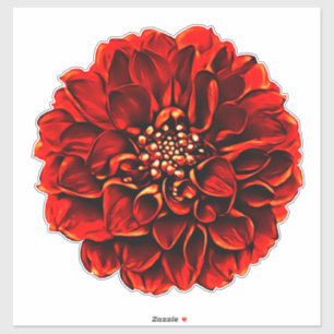 Sticker Plaque de dîner rouge foncé Dahlia Pinnata Flower