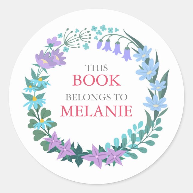 Sticker plaque florale de fleurs bleues (Devant)