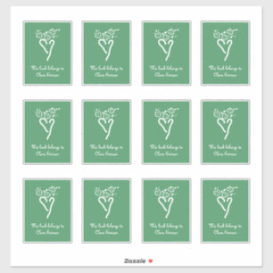 Sticker Plaques de réservation Coeur Vert et Blanc