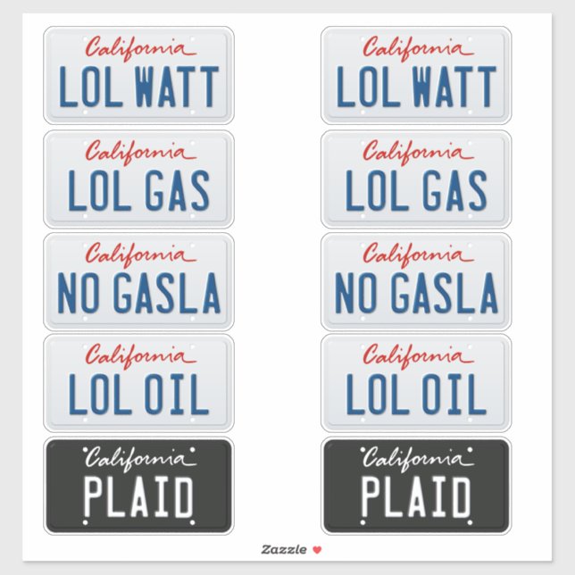 Sticker Plates-formes de licence California Set (Feuille)
