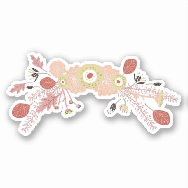 Sticker Playful Floral Mix Peach Green Flowers Illustrés (Devant)