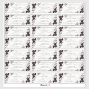 Sticker Plum Purple Gold Marble Mariage de automne Adresse